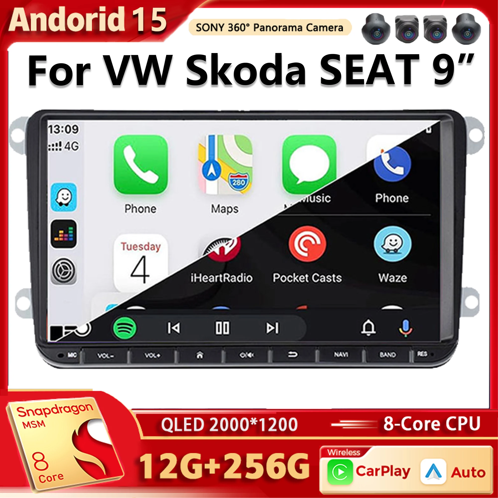 Car Radio Android 16 for Volkswagen Golf 5 6 Polo Passat B6 B7 CC Skoda Jetta Universal Multimedia Navigation Carplay Wifi GPS