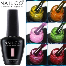 NAILCO 15ml Color Nail Gel Polish Vernis Semi Permanent Base Top Coat UV LED Varnish Gel Polish Nail Art Manicure Design Glitter