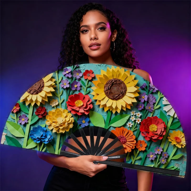 [Men's Handheld Fan] 1pc Men's Handheld Fan - Vibrant Paper Flower Design, Lightweight & Portable, Stylish Accessory for Men, Artistic Floral Display, Cool & Refreshing Breeze, Perfect for Outdoor Activities, Daily Commute, Office Use, Without Battery