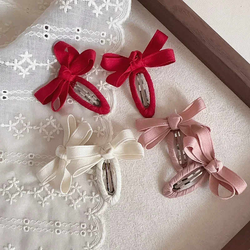 New Baby Hair Clips  Autumn Winter Leaf Color Series Cotton Belt Bow Children's BB Clips Bangs Hairclips Side Hair Accessory