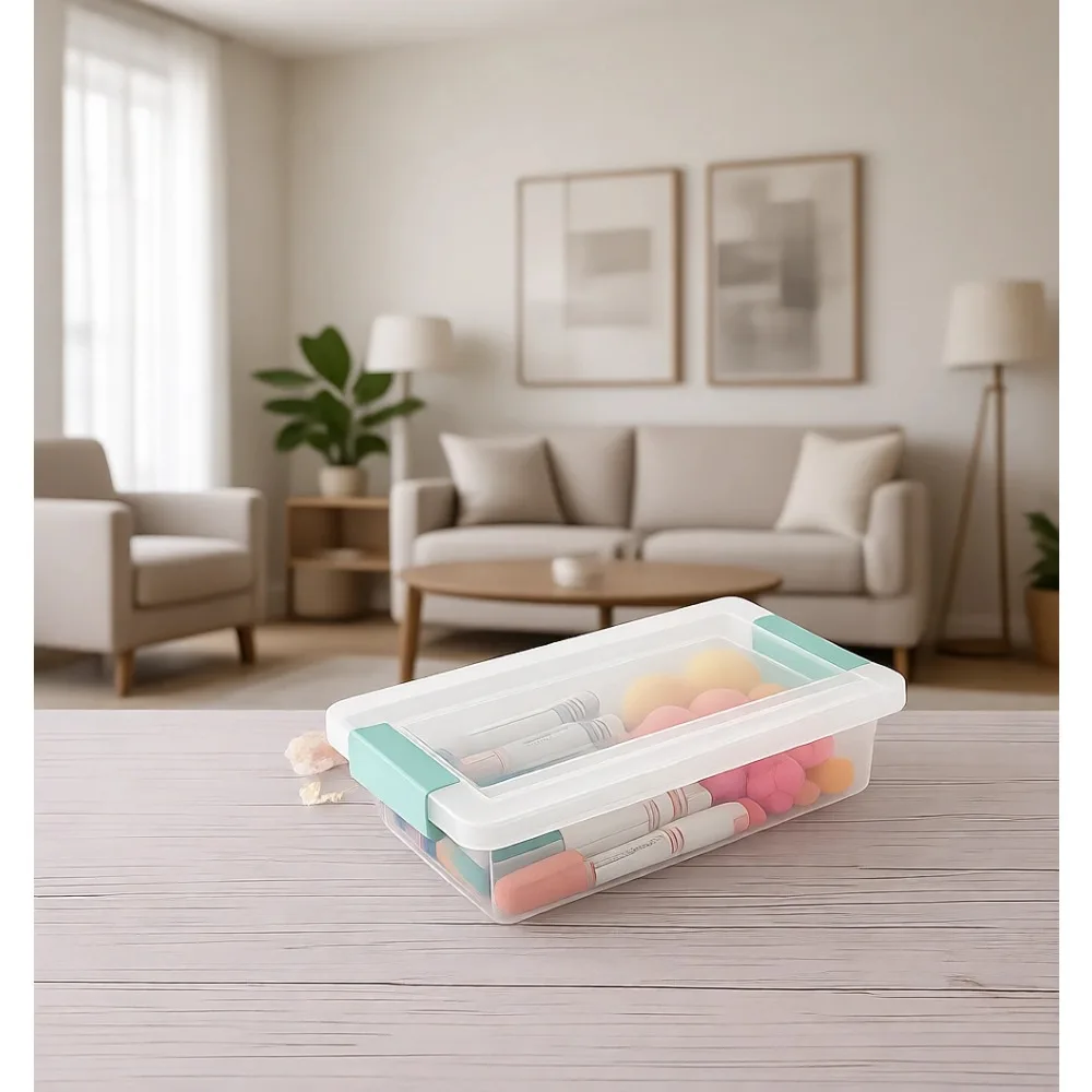 24-Pack Clip Box Clear Plastic Storage Containers with Latching Lids for Home Office Organization view 2