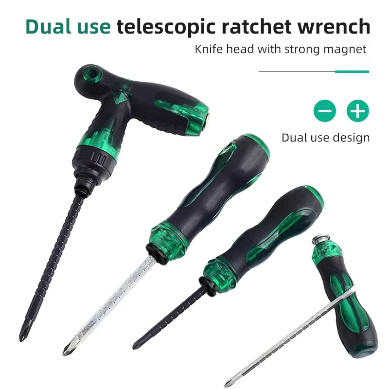 Multipurpose Telescopic Adjustable Magnetic Cross Screwdriver Non-Slip Household Repair Tool