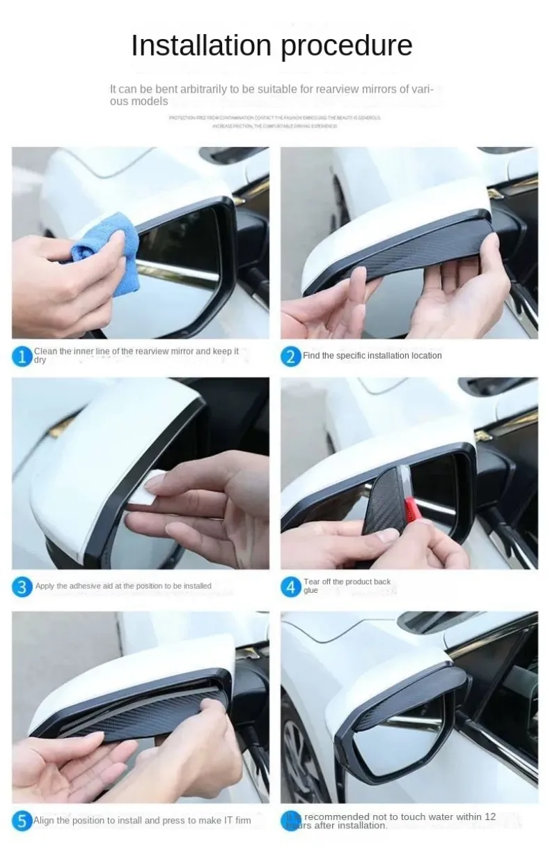 2-teiliges Auto-Rückspiegel-Regen-Augenbrauen-Set, universeller Rückspiegel, Regen-Augenbrauen-Zierschild, regenfest, für die meisten Automodelle – Detail 13