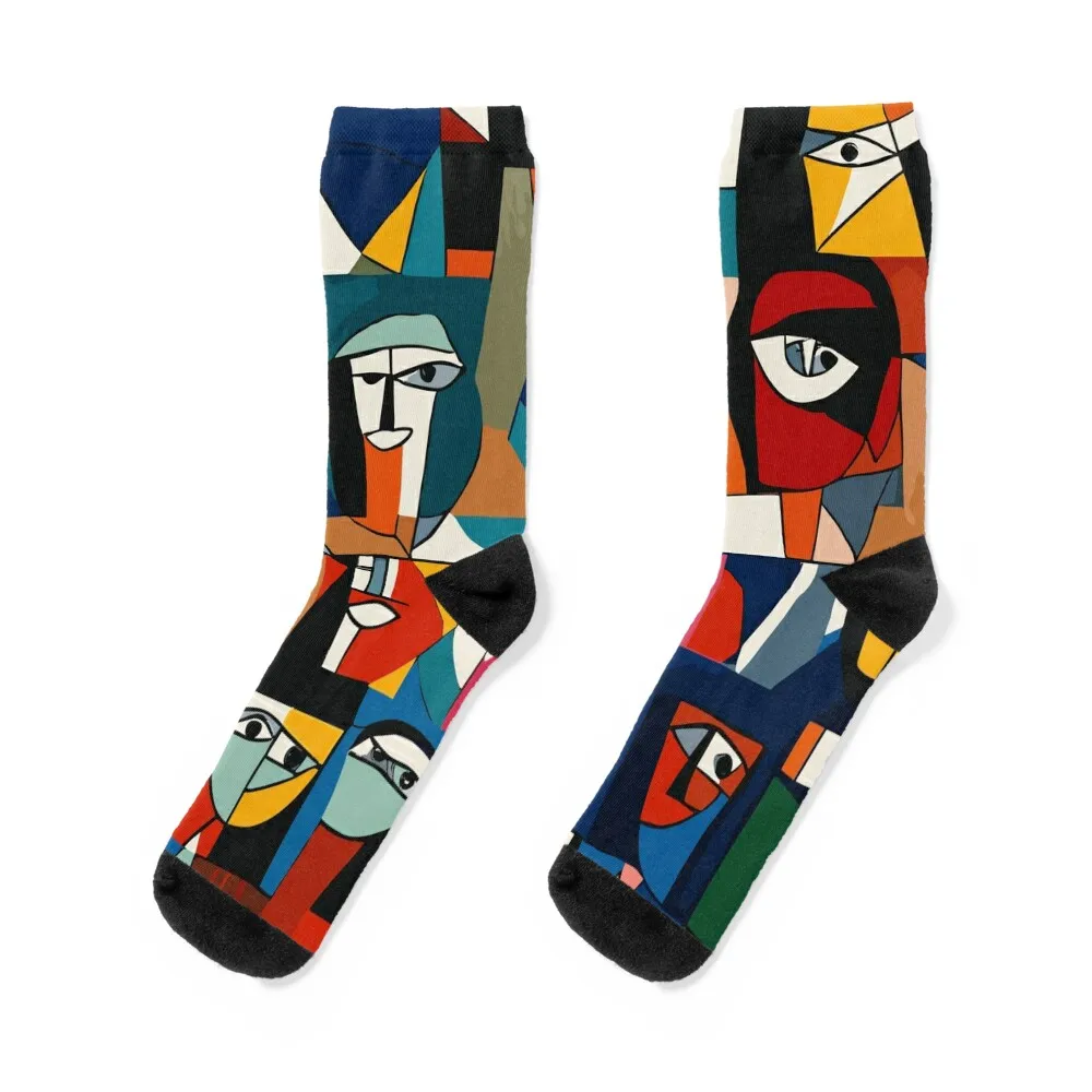 Abstract Faces Pattern Socks ankle shoes Luxury Woman Socks Men's