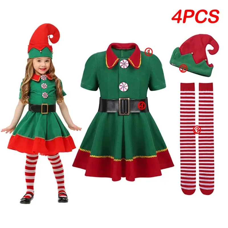 Kids Santa Claus Toddler Baby Red Xmas Clothes Girls Party Red Dress Set for Children Christmas New Year Costume Santa Claus Set