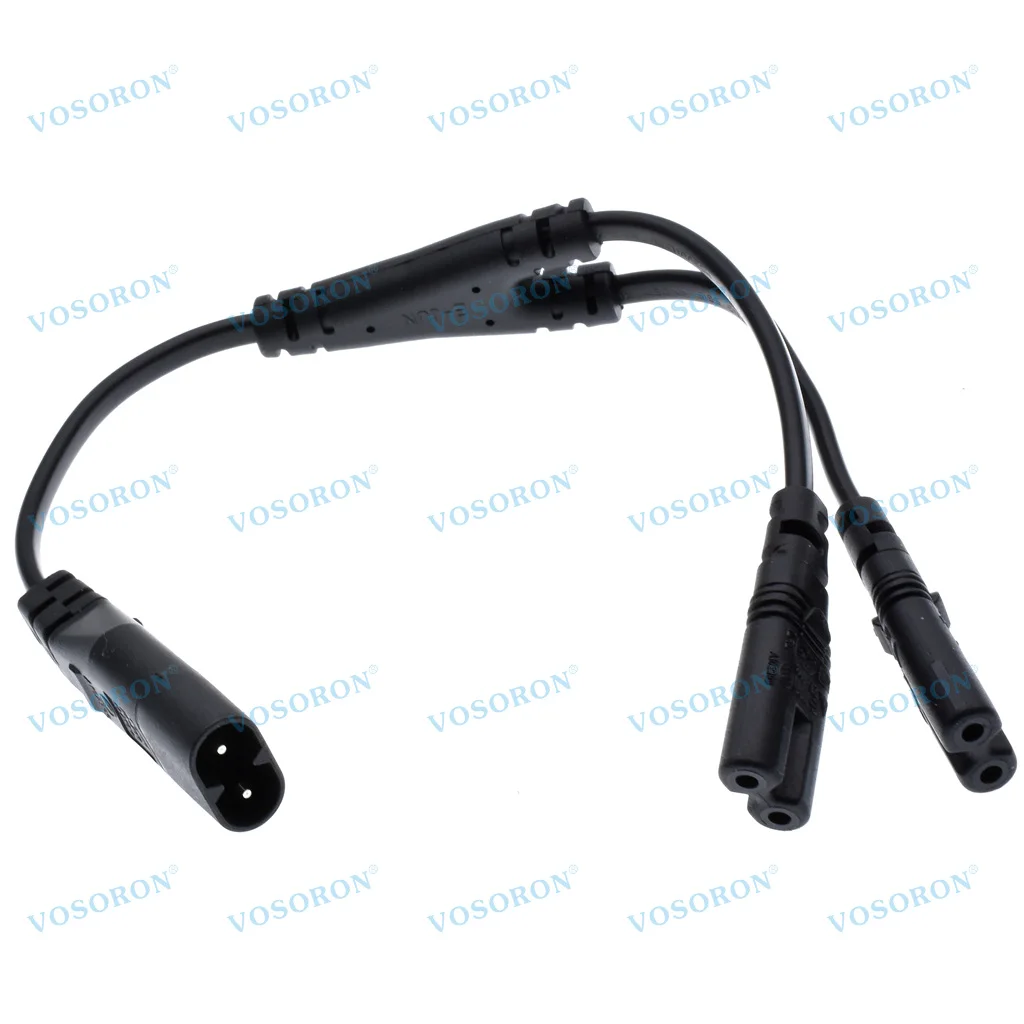 IEC320 C8 to 2xC7 Y Split AC Power Cord, IEC Figure 8 Male to 2 Female 1 in 2 Out AC Power Cable, Length=30CM
