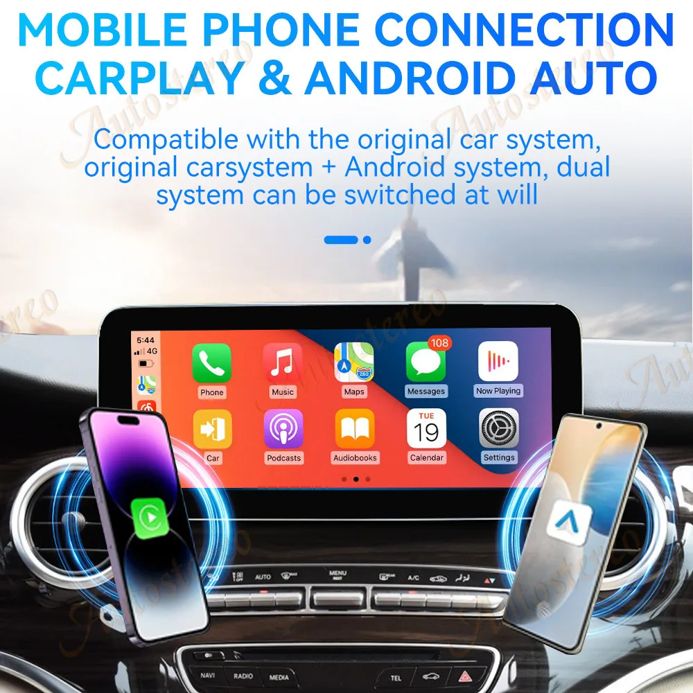 Carplay Android 13 12.3 Auto Stereo For Mercedes Benz V Class W447 2015-2019 Car GPS Navigation Multimedia Player Audio Headunit