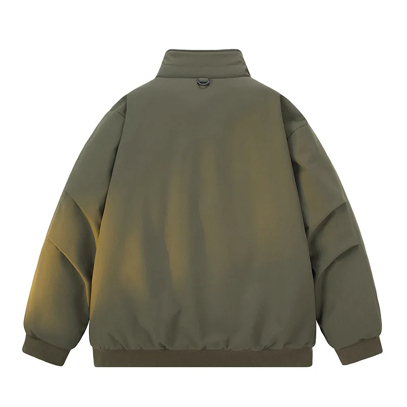 الشتاء الرجال أسفل معطف الأمريكية شارع العليا الوقوف طوق رجل ملابس خارجية رشاقته فضفاضة سحاب أكمام طويلة يندبروف سترة الذكور #2