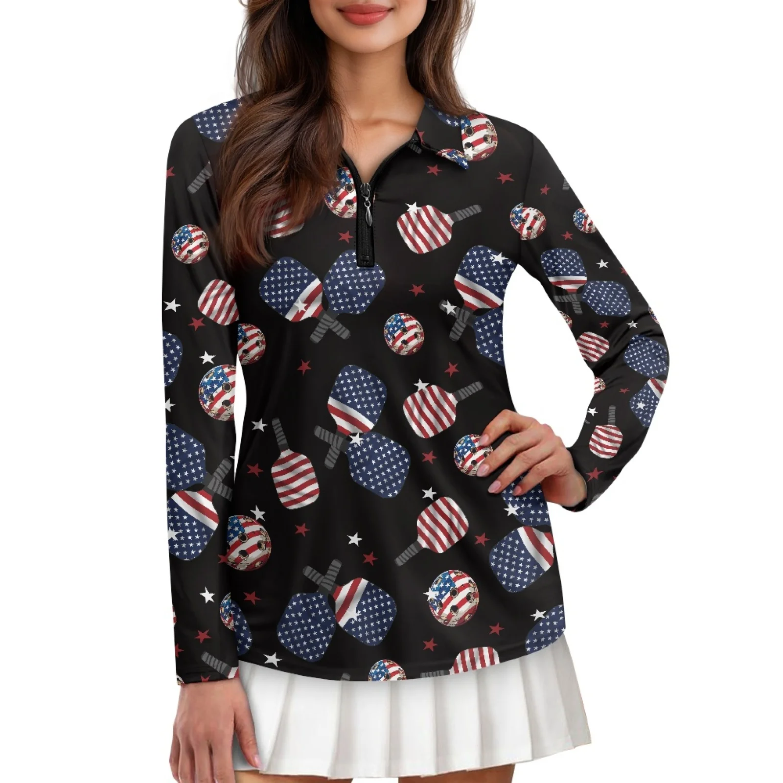 PENSTROLL American Flag Womens Soft Activewear Breathable Quick Dry T Shirt for Winter