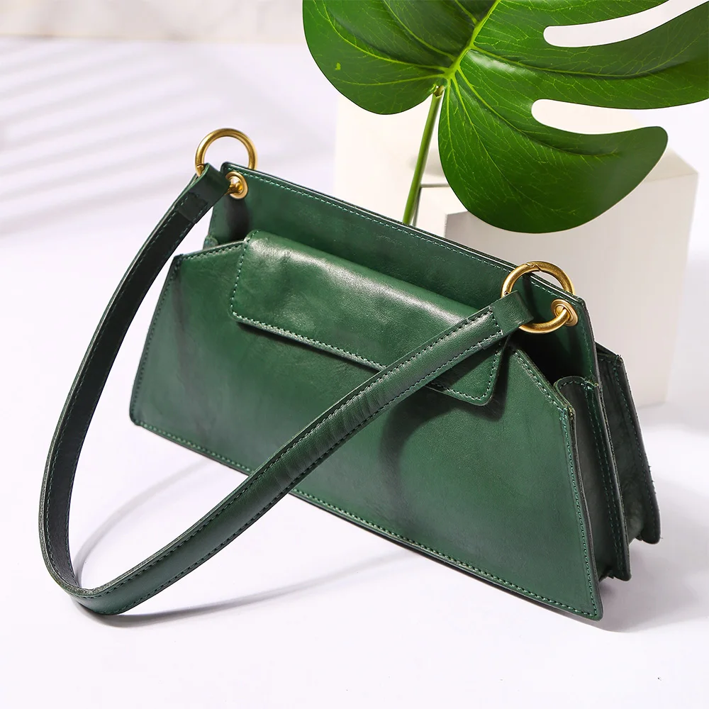 Women Underarm Bag Leather Bag Retro Single Shoulder Bag Full-grain Leather Women Bag Handbag Gift Female