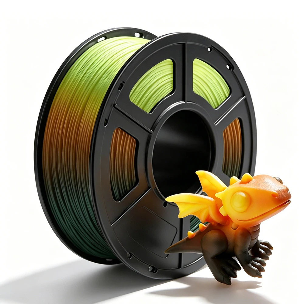 250g 3D Printer Filament, Triple Color Temp Change Black to dark orange to Yellow 1.75mm Cold Heat Color Change with Temperature