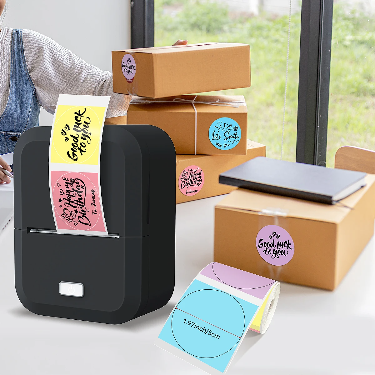 X2 Thermal Label Printer - Dual Connection for Mobile Phones and Computers - Inkless Bluetooth Thermal Barcode and QR Code Label