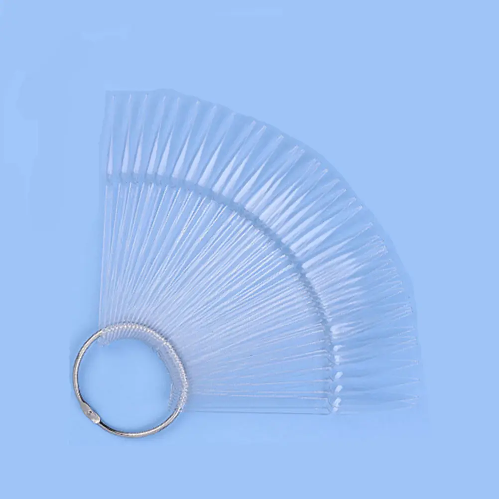 

3Sets Fan Nail Practice Tips Transparent Manicure Display Boards Smooth Nail Color Plates for Engraving Painting