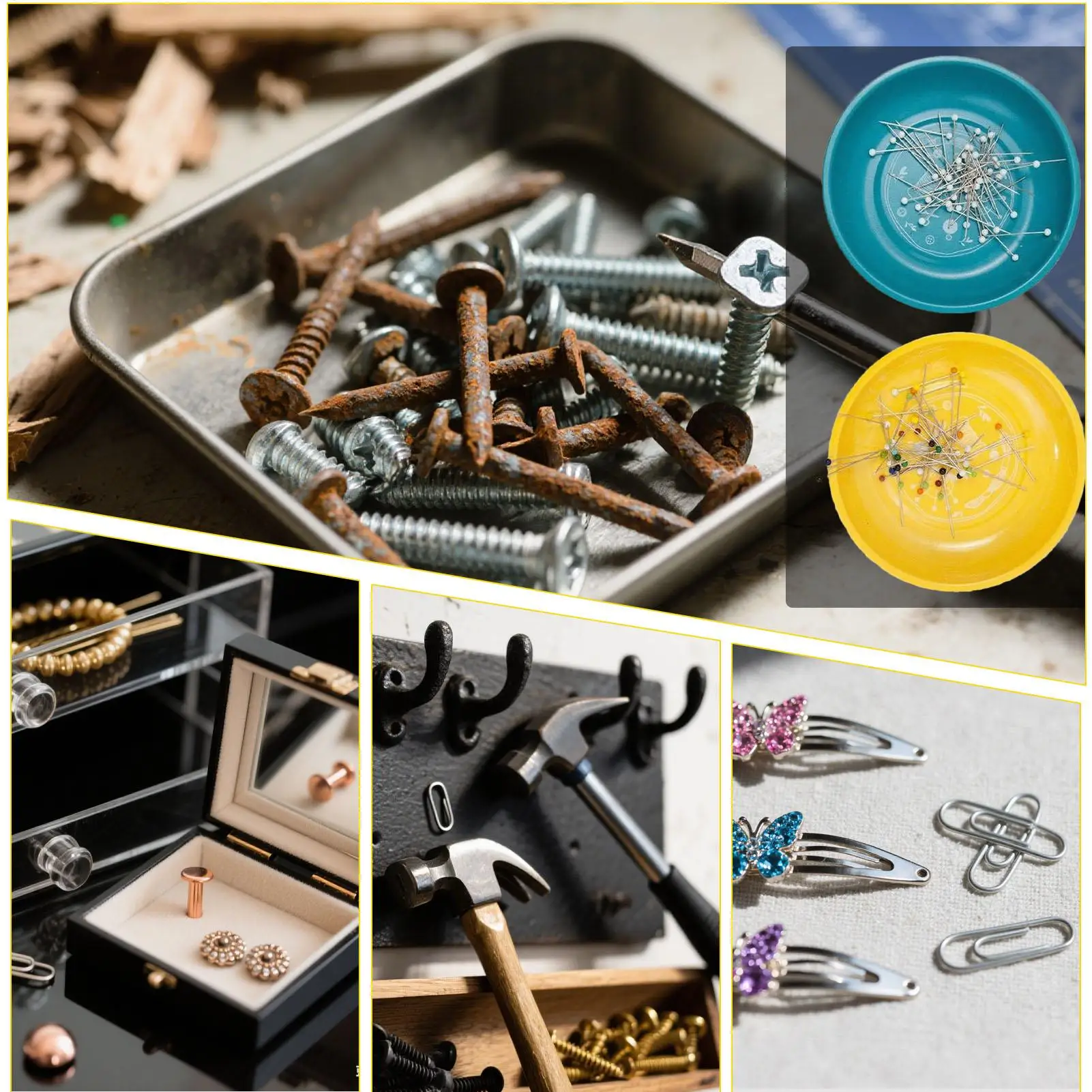Magnetic Needle Holder Magnet Sewing Needle Bowl Clip Organizer Stainless Steel Tray For Hair Clips Quilters Nails Embroidery
