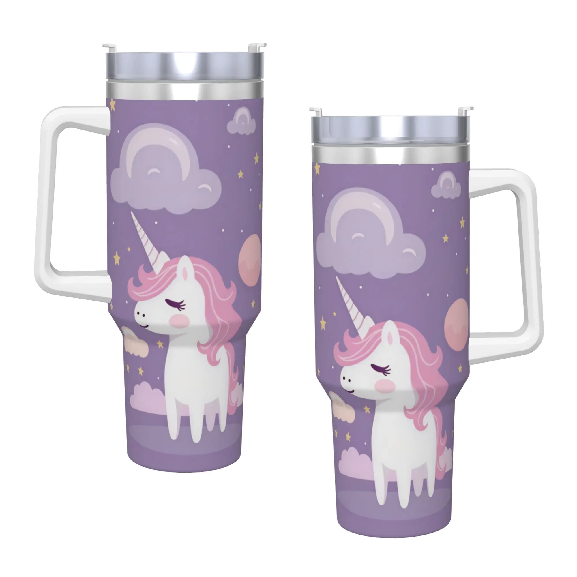 Stainless Steel Tumbler Cute Unicorn Thermal Mug  Leakproof Cold Drink Car Mugs Travelist Graphic Water Bottle