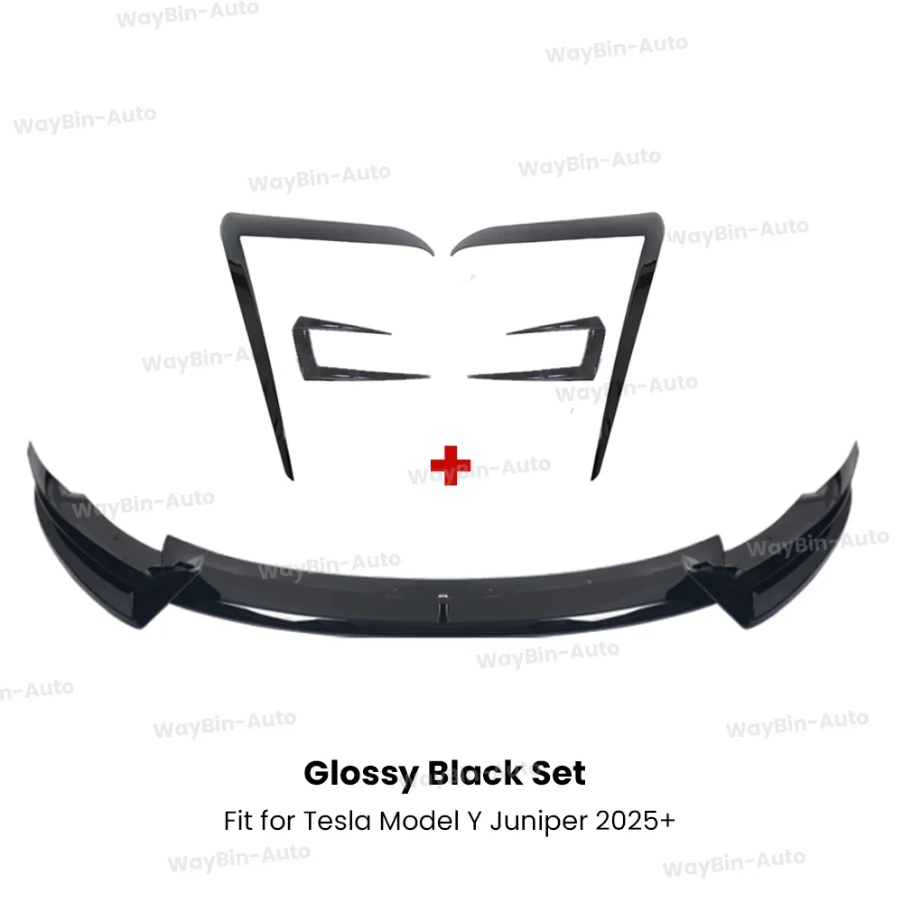 AD Lip Spoiler Voor 2025 + Tesla Model Y Juniper Bumper Lip Front Guard Trim ABS Zwart Carbon CD Body kit auto Accessorie - afbeelding 1