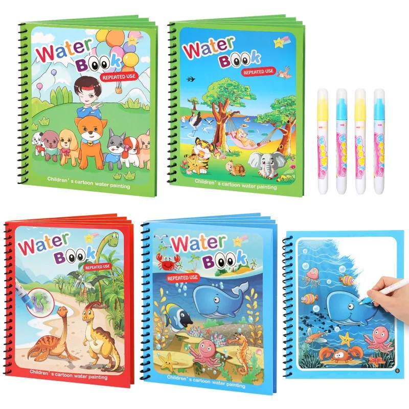 Livre de peinture à l'eau pour enfants, puzzle magique, graffiti à plusieurs reprises, livre de peinture fait à la main, coloriage de la maternelle peut être réutilisé