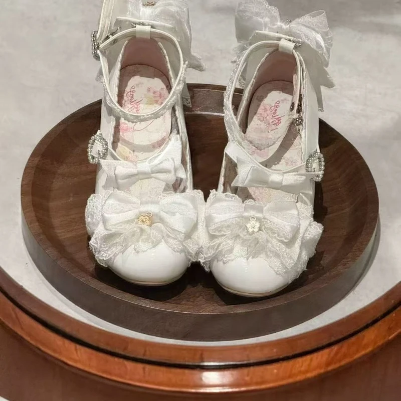 

Lace Lo Sweet Princess Round-toe Lolita Bow Cute Party Lace Sweet Girl Style JK British Campus Princess New Kawaii Design Shoes