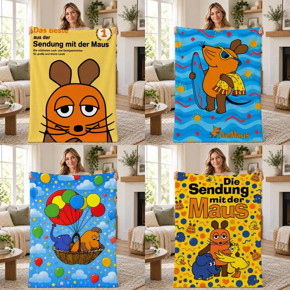 Cartoon German Mouse Show Throw Soft Warm Flannel Throw Blanket for Sofa Bed Office Home Holiday Gift All Season