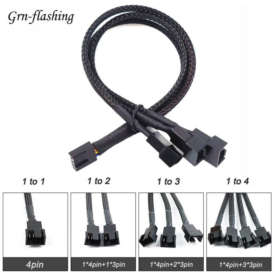 

1 To 1 2 3 4 Splitter PWM 4pin 3pin Computer Mainboard CPU Fan Connector Extention Cables 3 4 Pins for Computer Cooling System