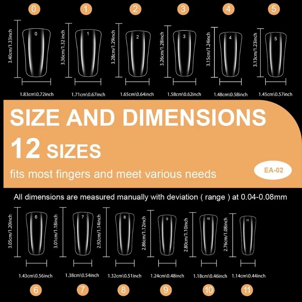 

600PCS New Clear False Nails Tips Acrylic Half Full Cover Fake Nails Duckbill Shaped Gel Nail Tips Manicure Tools