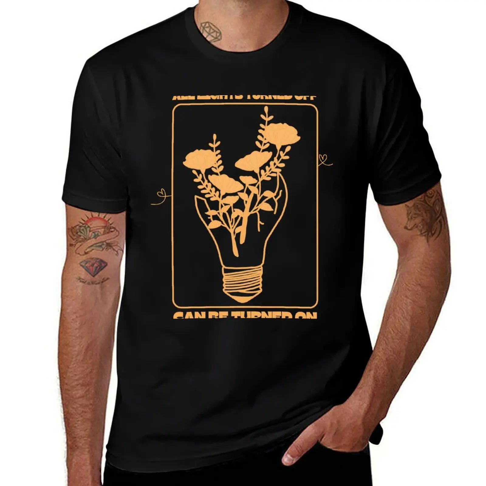 

orange peachy - call your mom, all lights turned off lightbulb T-Shirt quick drying street wear T-shirts for men cotton