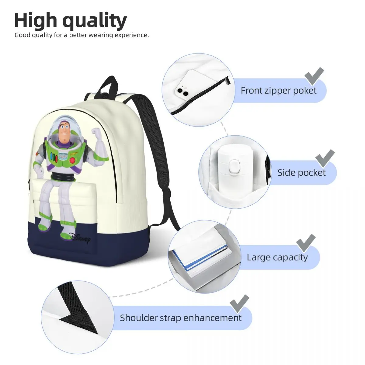 Camping Disney Wordmark Retro Washable Good Quality Disney Toy Story Buzz Lightyear Daypack For Boy Girl Laptop Bag Gift