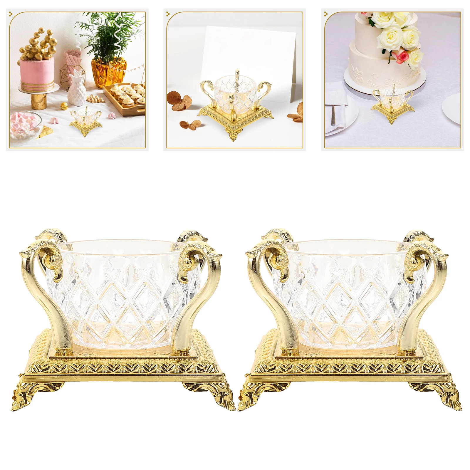 

12Pcs Gold Candy Boxes for Wedding Party Favors Elegant Serving Bowls Reusable Snack Fruit Containers Clear Display Chocolate