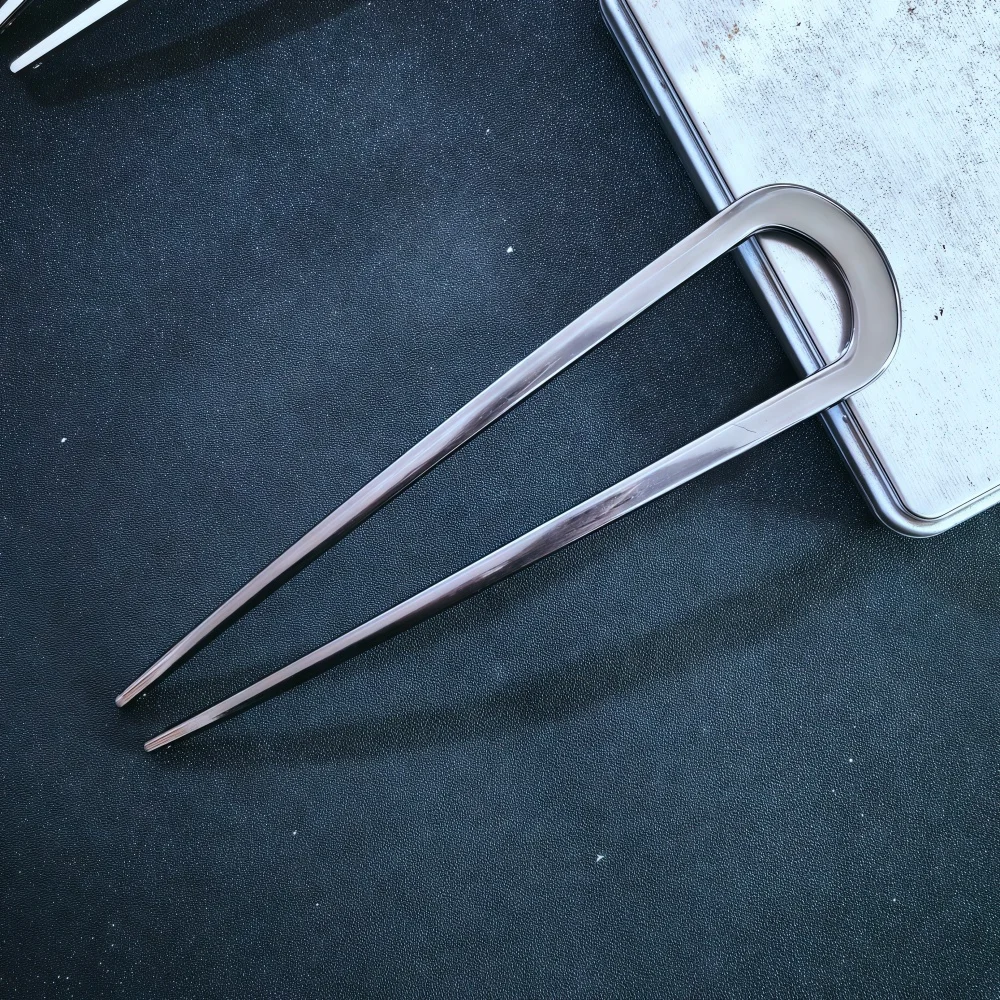 U-förmige Haargabel, elegante goldfarbene Legierung, langer dicker Haarstab für Hochsteckfrisuren, französische Haarspange, Haar-Accessoires für Damen und Mädchen, Geschenke – Detail 4