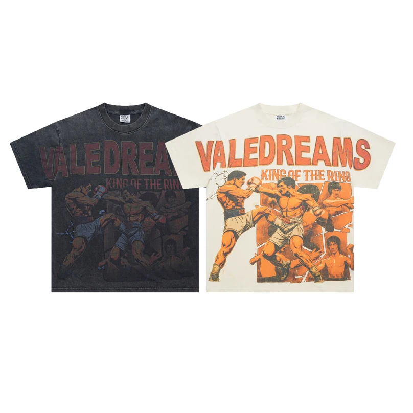 

Boxing Male Print Vale T-shirt Men Women American Streetwear VALE FOREVER DREAM Short Sleeve Loose Cotton Tee Round Neck T Shirt