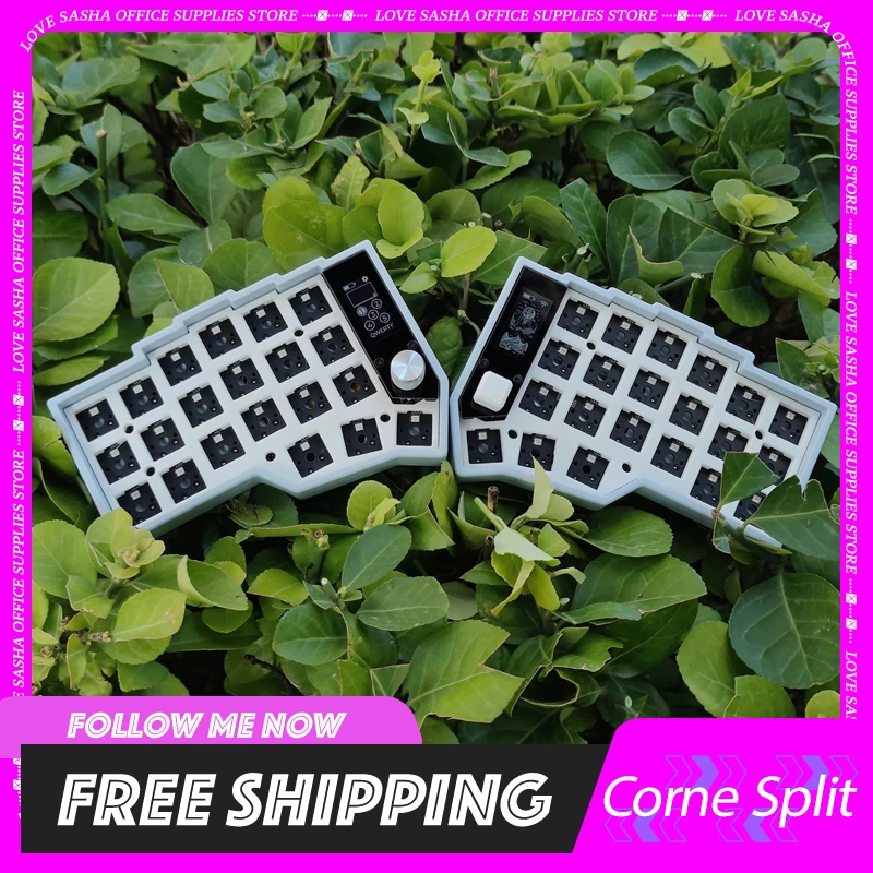 Corne Split Keyboard Kit With Knob Rgb Hot Swap Pcb Screen Customized Wireless Mechanical Keyboard Kits For Zmk No Switch Keycap