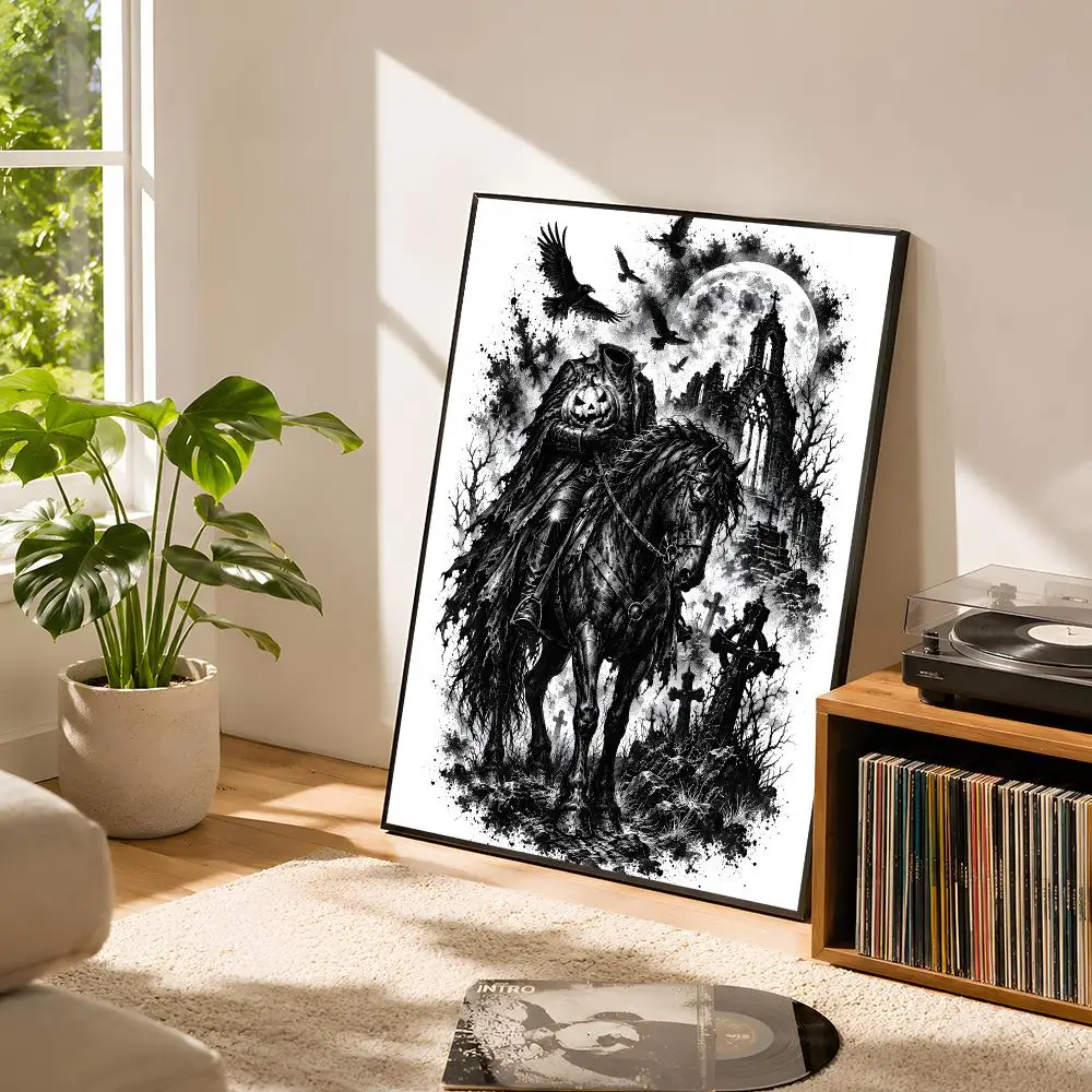 Midnight Headless Horseman Poster Self Adhesive Matte Wall Art Removable Home Room Decoration