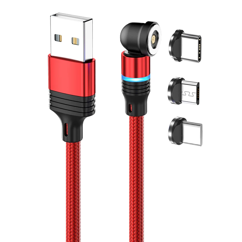 2.4A Magnetic Type C Charging Cable 540° Rotating USB C Data Sync Charger Cable for Android Samsung Xiaomi Huawei Mobile Phone
