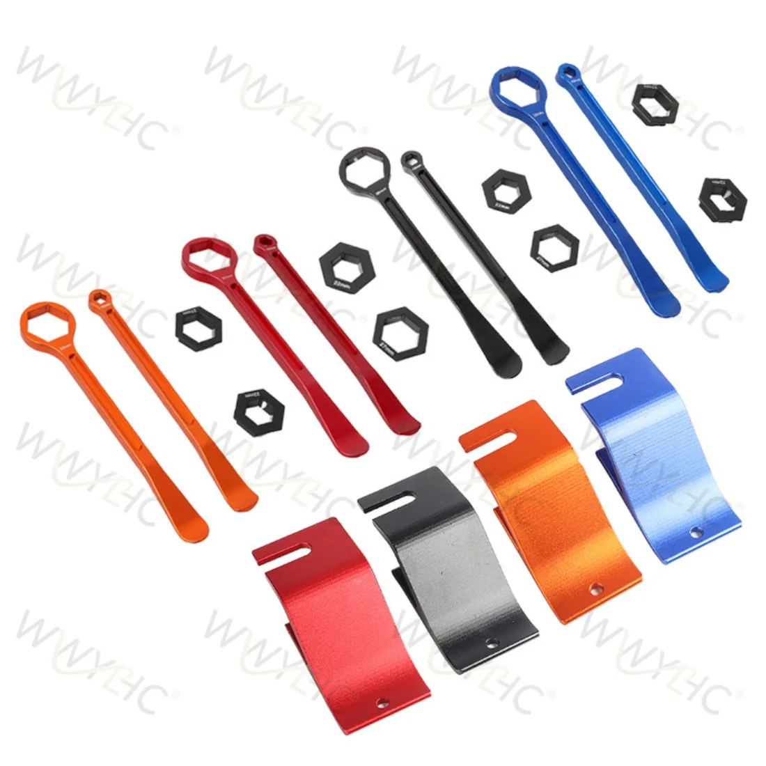 Off-road Motorcycle Rim Tire Repair Accessories CNC Tire Pick Tool Hexagonal Wheel Shaft Wrench Tire Pry Removal Crowbar