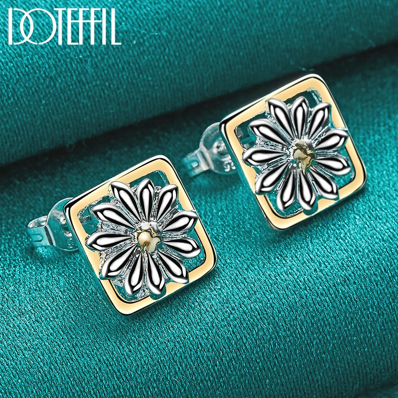 

DOTEFFIL 925 Sterling Silver Flower Stud Earrings For Woman Wedding Engagement Fashion Party Charm Jewelry