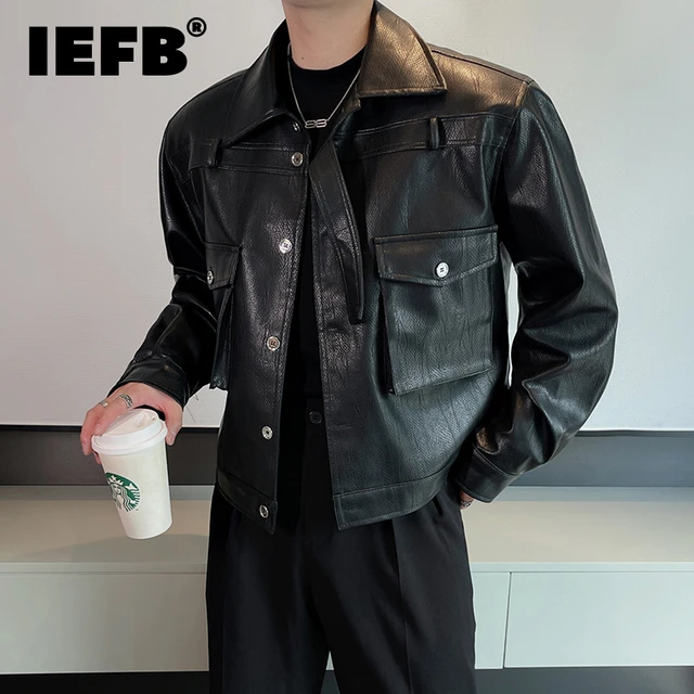 IEFB Men Leather Jackets Autumn New Niche Design Shoulder Pad Loose Pu Leather Motorcycle Clothing Trend Male Windbreaker 9C2363 AliExpress