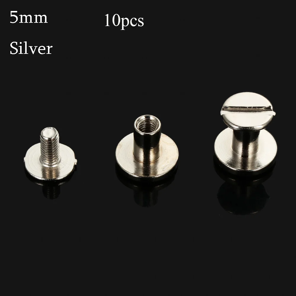 10 pcs 5/6.5/8mm Luggage Craft Cloth Button Clothes/Bag/Shoes Strap Rivets Screw Round Head Screws Solid Nail Bolt Leather Craft