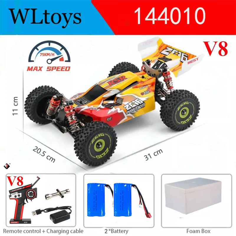 WLtoys 144010 And 144001 RC Cars 2.4G 4WD Remote Control Car 75 KM/H High Speed Metal Chassis Electric Racing for Children Gift