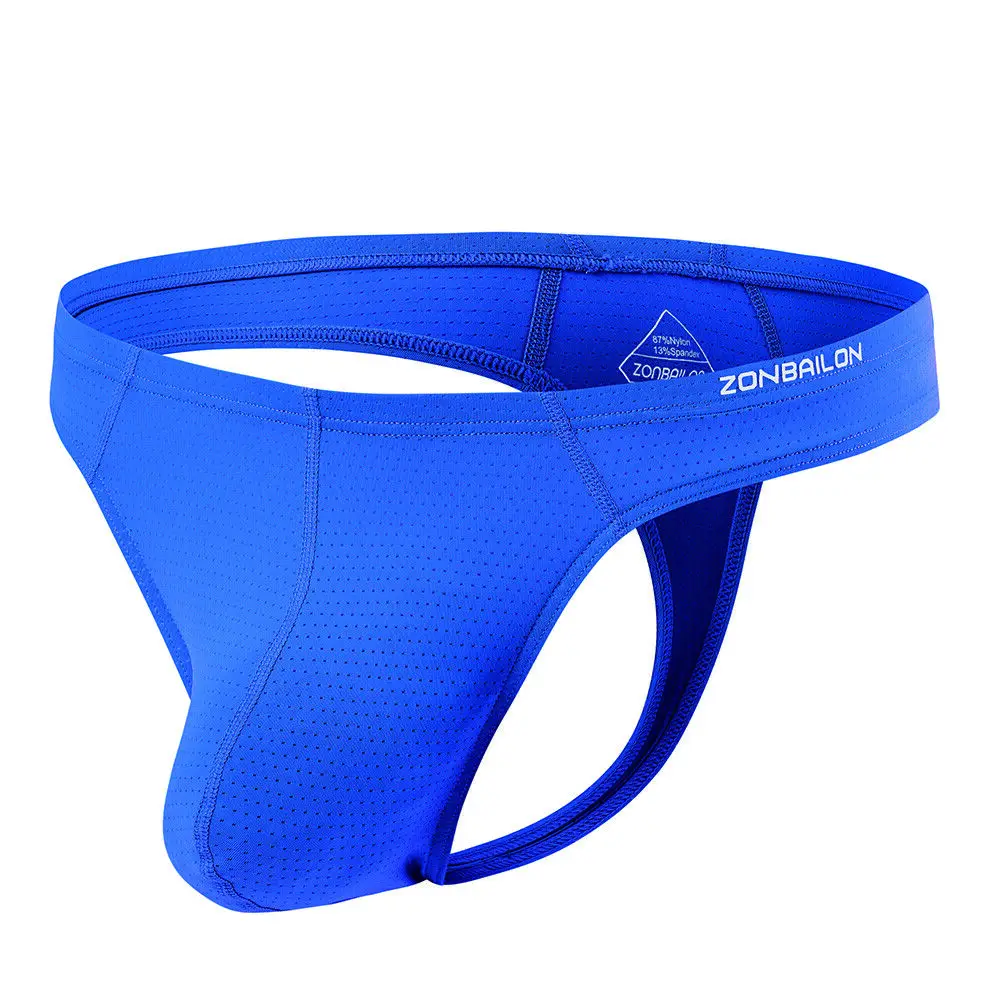 Zonbailon Men Thongs Breathable G-Strings T-backs Ice Silk Pouch Up Underwear
