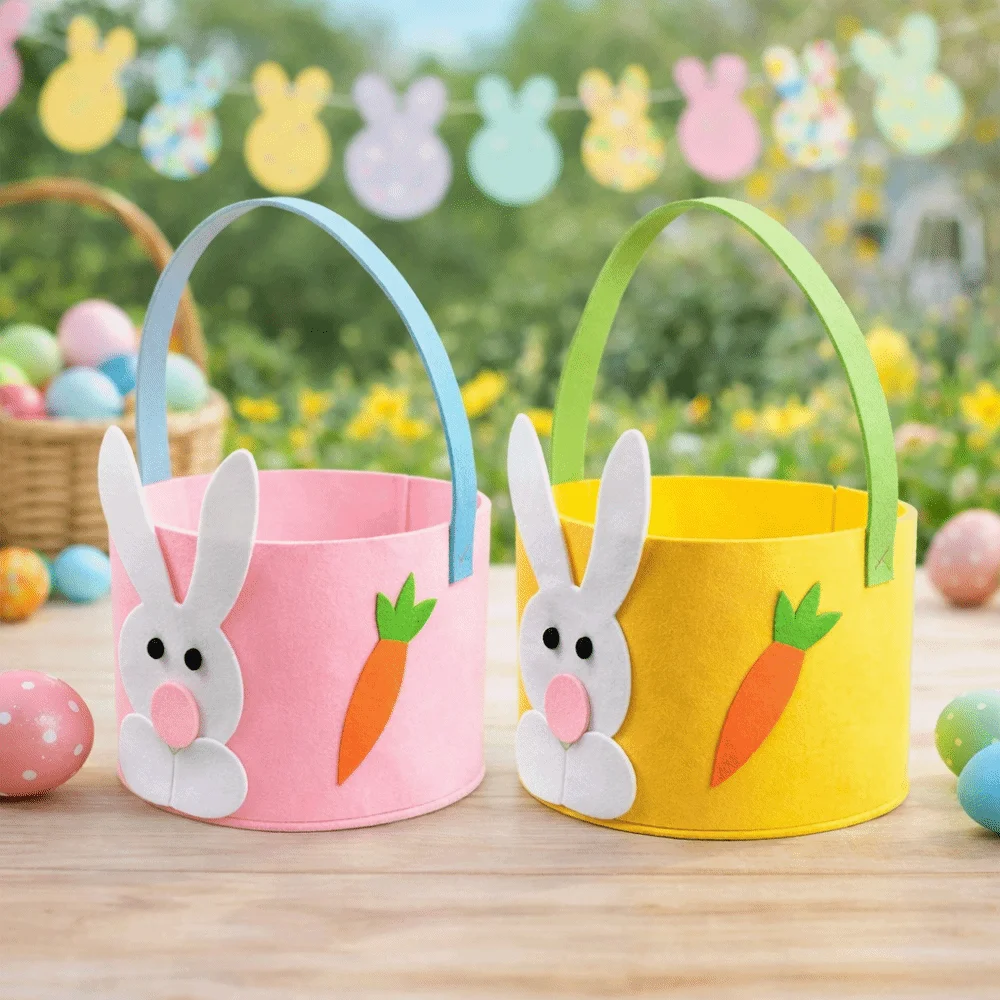 Multi-functional Colorful Easter Felt Basket Cartoon Cute Ra