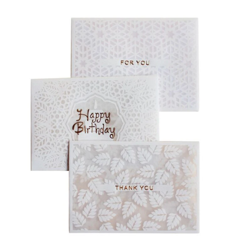 3pcs/lot Envelope Translucent White Cutout Lace Litmus Paper Card for Business Birthday Wedding Party Invitation Gift Message