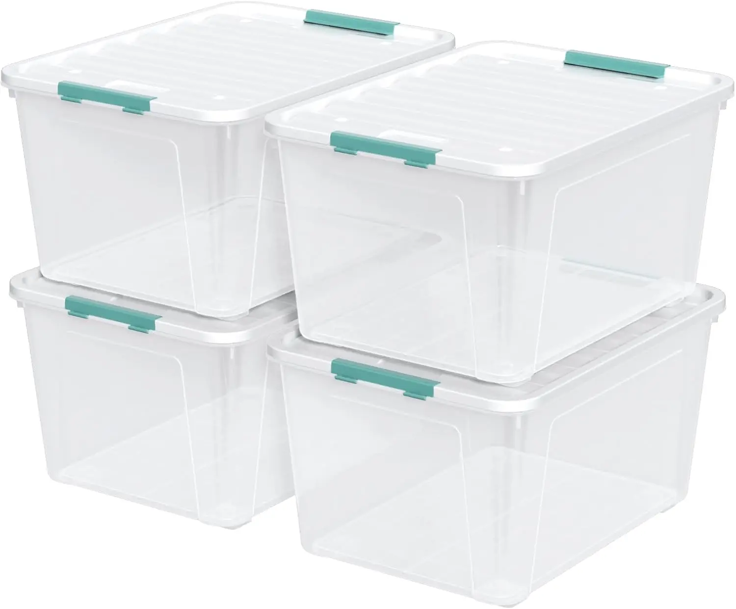 

85 Quart Plastic Storage Bin with Latching Lid, Large Clear Storage Box, 4 Pack