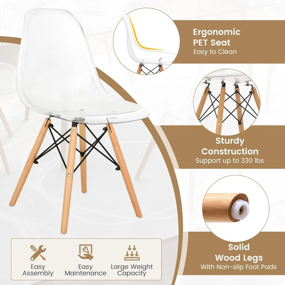 Dining Table Set for 4, Modern Kitchen Table and Chairs, Glass Table and Chairs Set of 4 for Small Living Room, Kitchen