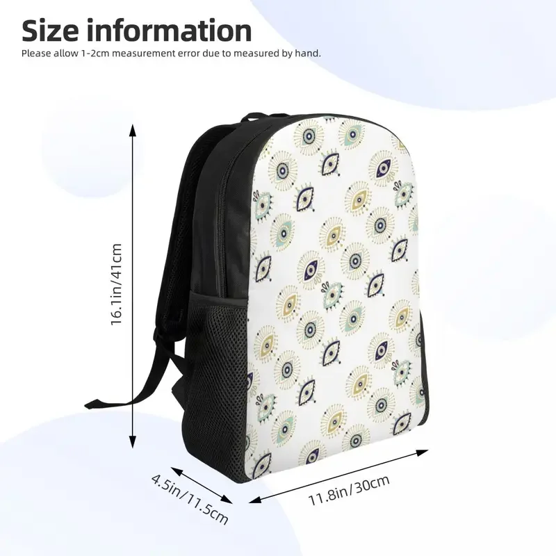 Colección personalizada de mal de ojo turco en mochila blanca, bolsa de libros de moda para la Escuela Universitaria, amuleto Nazar, bolsos bohemios Hamsa