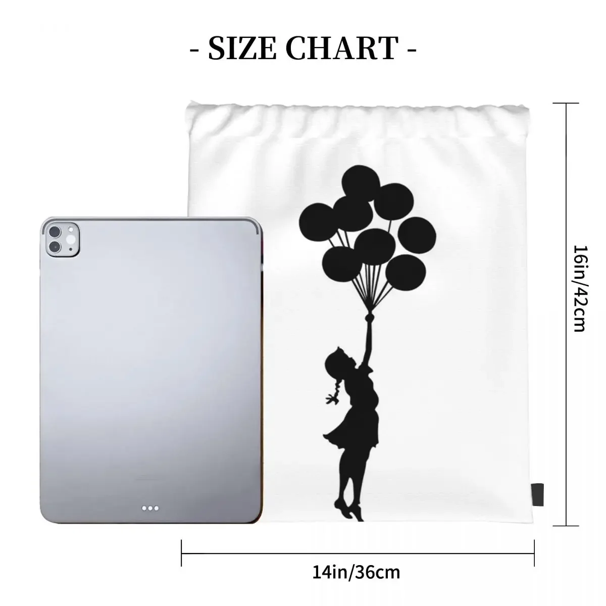 Banksy Floating Balloon Girl - Graffiti Art Backpacks Drawstring Bags Drawstring Bundle Pocket Sundries Bag BookBag For Travel