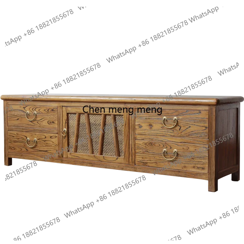 

Old Elm Wood TV Cabinet Solid Wood Modern Chinese Style Simple Living Room Furniture Original Wood Floor Storage Cabinet