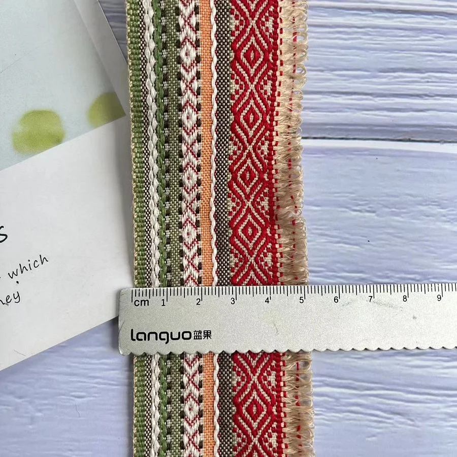 5 yards/lot  Woven Jacquard Ribbon 5 cm  Geometric red pattern For Luggage and Clothing Accessories LS-5348