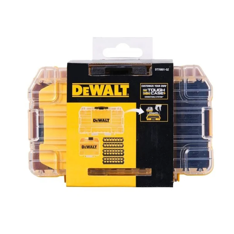 DEWALT TSTAK DT70801+Yellow Small Box Tough Case Storage Screws Bits Holder Stackable Lockable Drill Bit Tool Storage Box