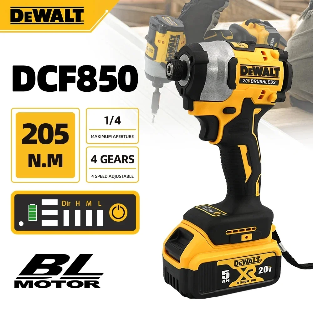 DEWALT DCF850 Cordless Impact Driver Bare Tool 205NM 20V Brushless Motor Wirless Rechargeable Power Tool
