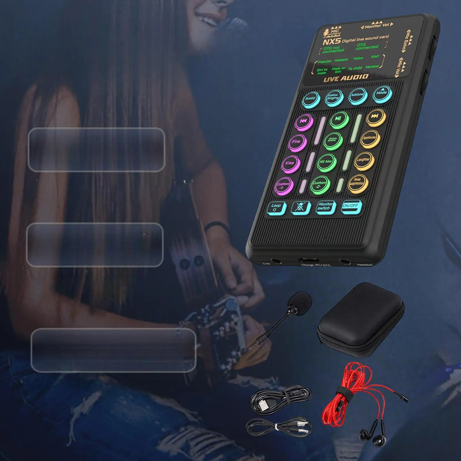 

Звуковая карта потокового вещания в реальном времени 3,5 порта Звуковое оборудование с различными звуковыми эффектами